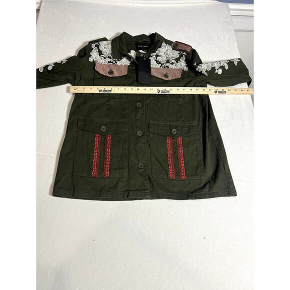NWT Driftwood Womens Embroidered Military Jacket Green Size Medium - Picture 12 of 14
